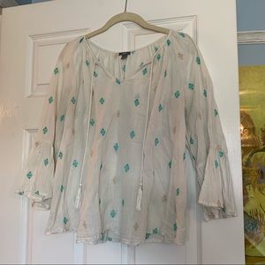 Patterned Flowy Peasant Top